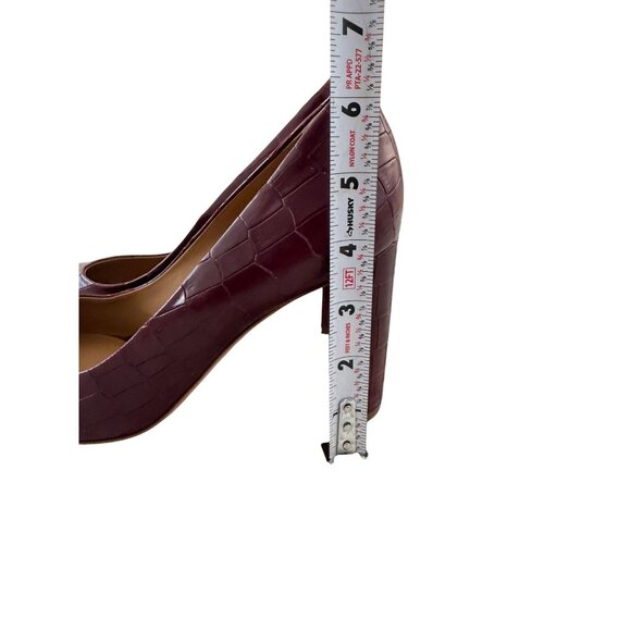M GEMI Burgundy Croc Embossed Leather Heels Size 40 / US 10 - Picture 5 of 11
